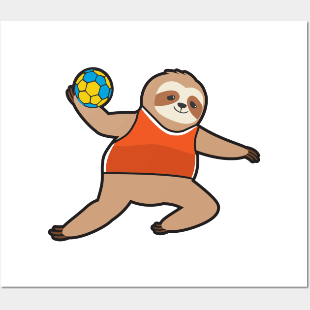 Sloth as Handball player with Handball Wall Art by Markus Schnabel